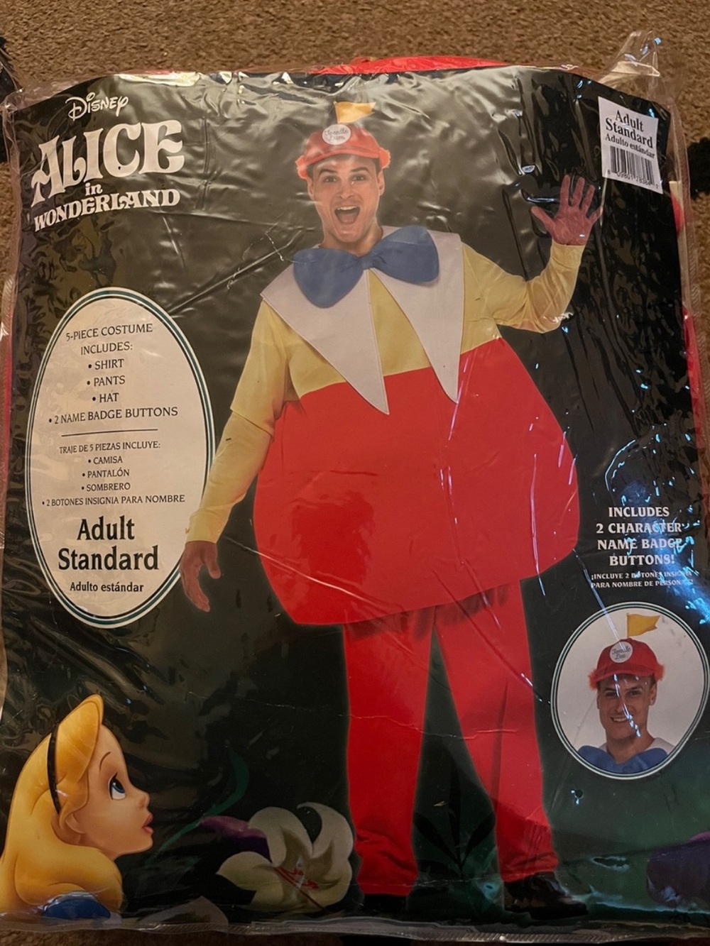 Disney Red and Yellow Tweedledee Adult Costume - Alice in Wonderland